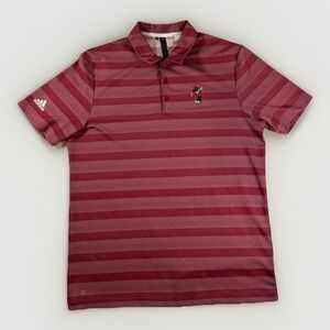 Adidas x Disney Mickey Mouse Golf Polo Large Red Stripe Shirt Mens